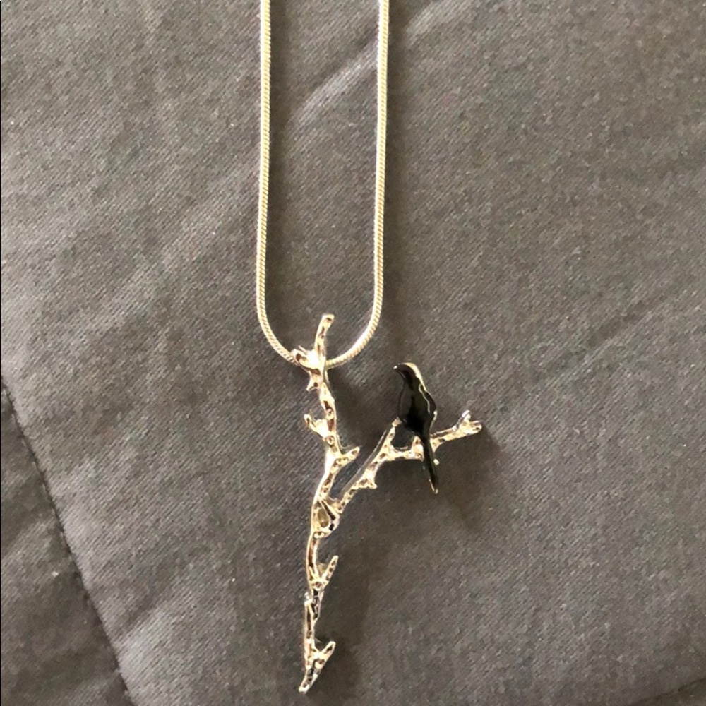 Bird on branch necklace